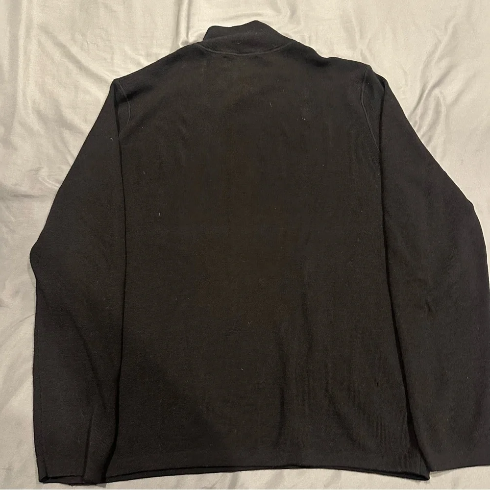 Banana Republic‎ Henley Sweater Mens L Black 100% Extra Fine Italian Merino Wool
